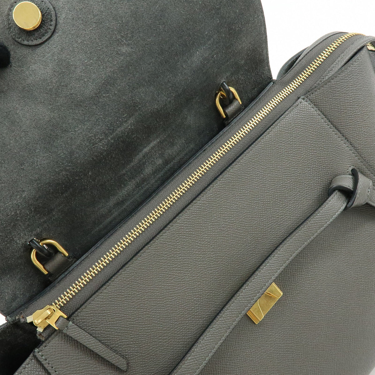 CELINE Belt Bag Small Calf Leather 2WAY Bag Hand Bag Shoulder Bag Gray