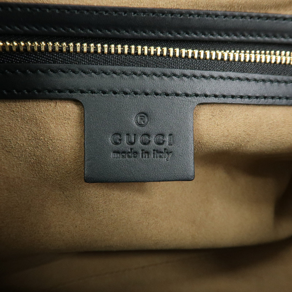 GUCCI Padlock GG Supreme Leather Chain Shoulder Bag Beige Black 479197