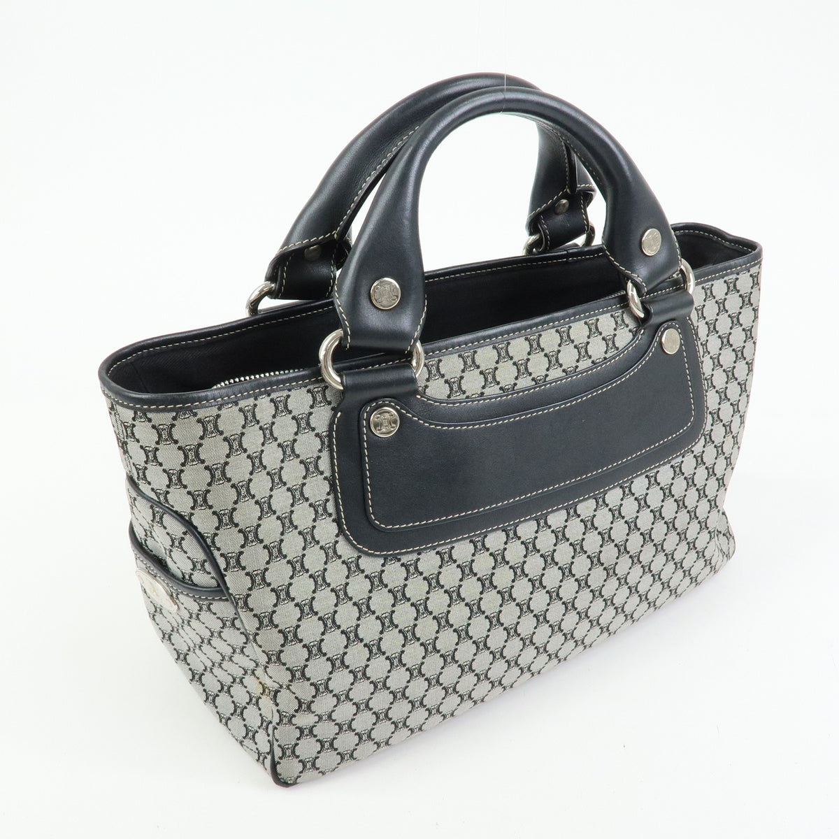 CELINE Macadam Boogie Bag Canvas Leather Hand Bag Black
