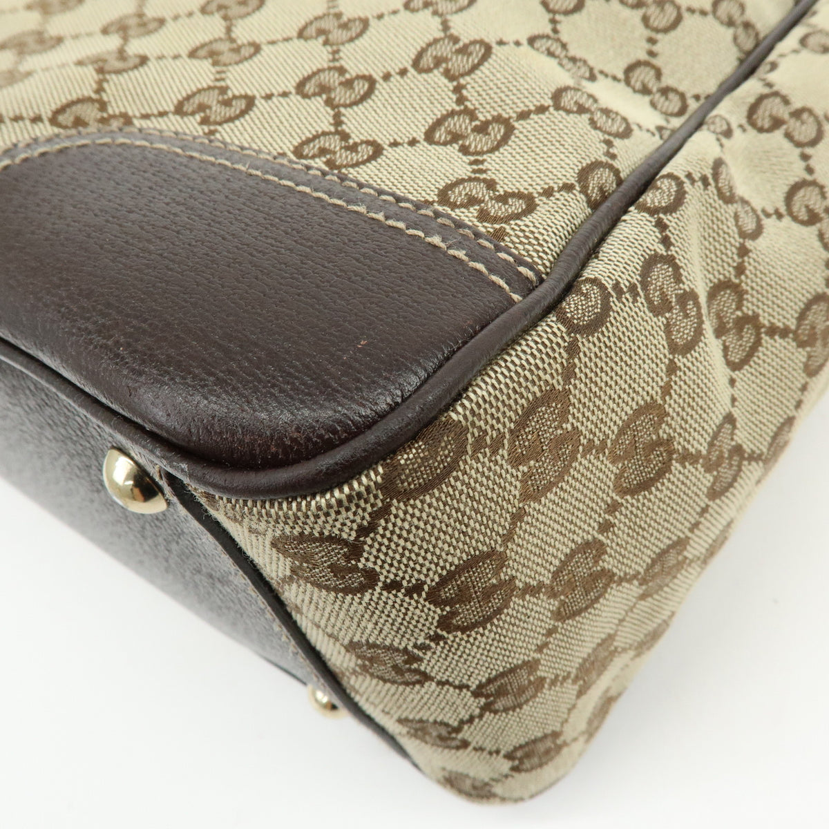 GUCCI Sherry GG Canvas Leather Shoulder Bag Tote Bag Brown Beige 177052