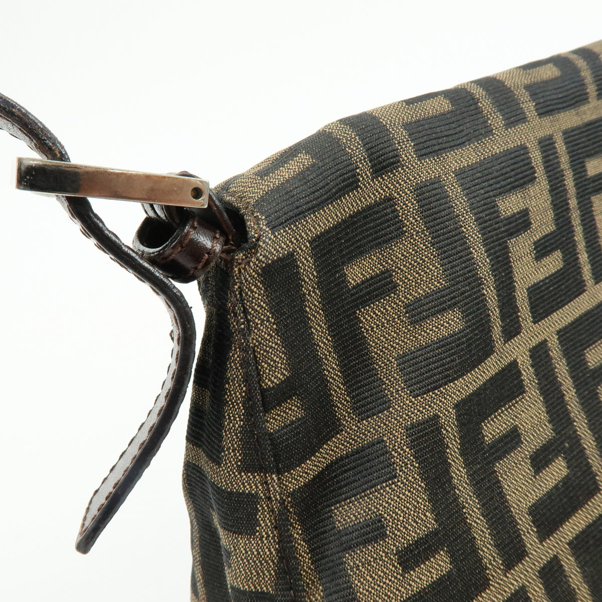 FENDI Mamma Baguette Zucca Jacquard Canvas Leather Shoulder Bag 26325