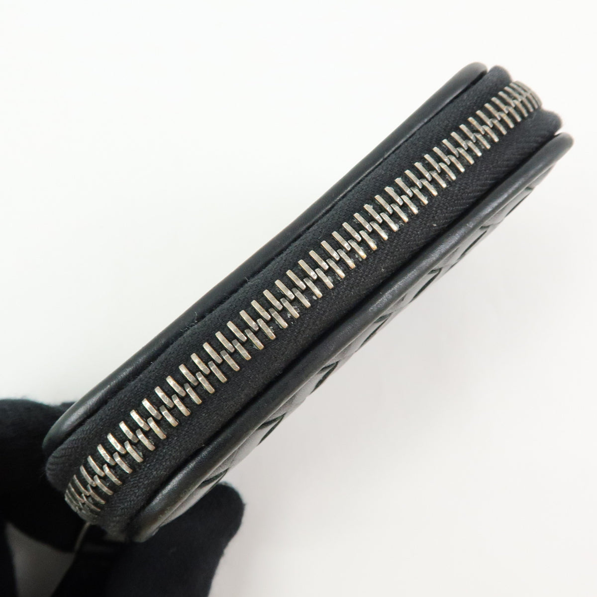 BOTTEGA VENETA Intrecciato Leather Coin Case Black V4651