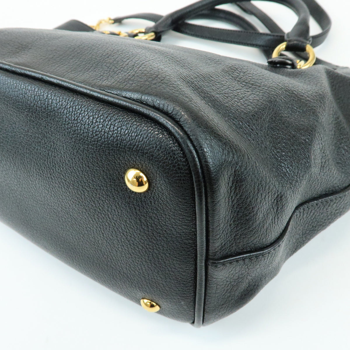 MIU MIU Madras Leather 2Way Shoulder Bag Hand Bag Black RN0886