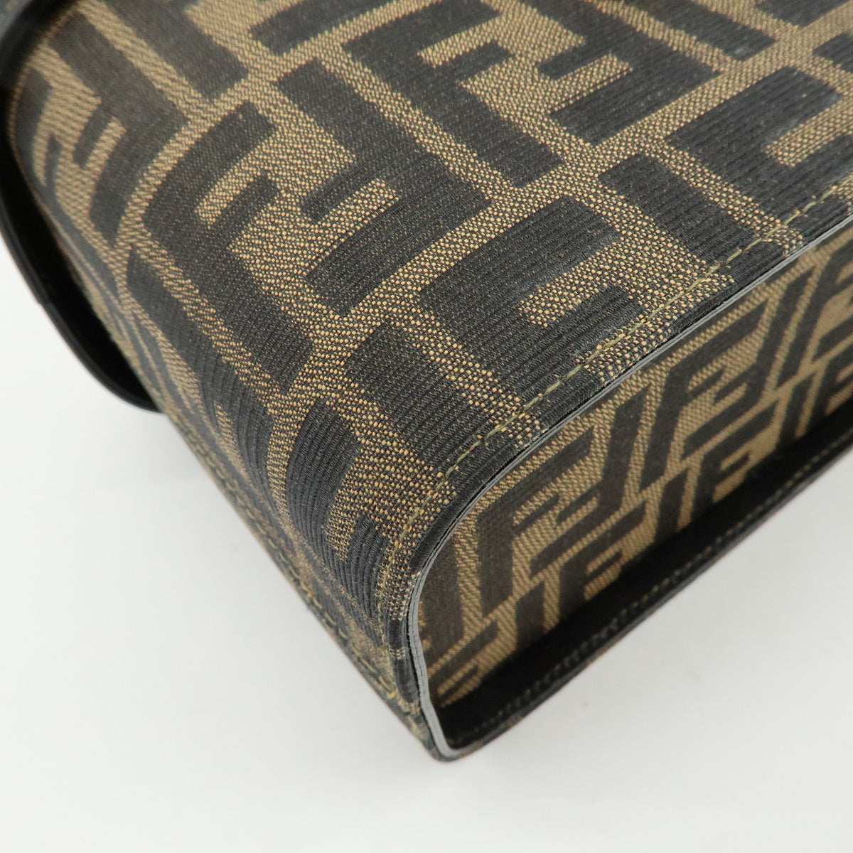 FENDI Zucca Canvas Leather 2Way Vanity Bag Shoulder Bag Brown 09149311