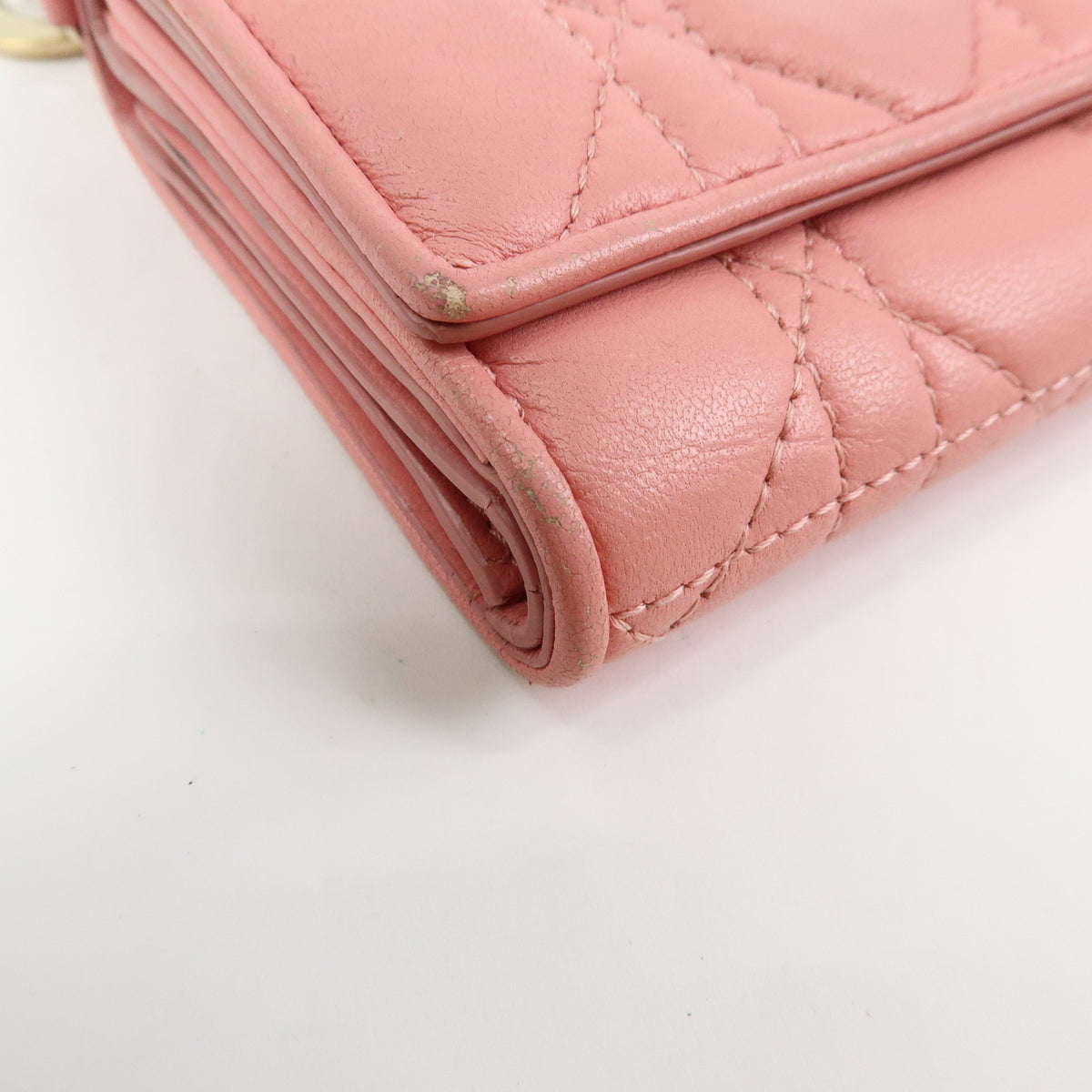 Christian Dior Lady Dior Lotus Cannage Leather Tri-fold Compact Wallet