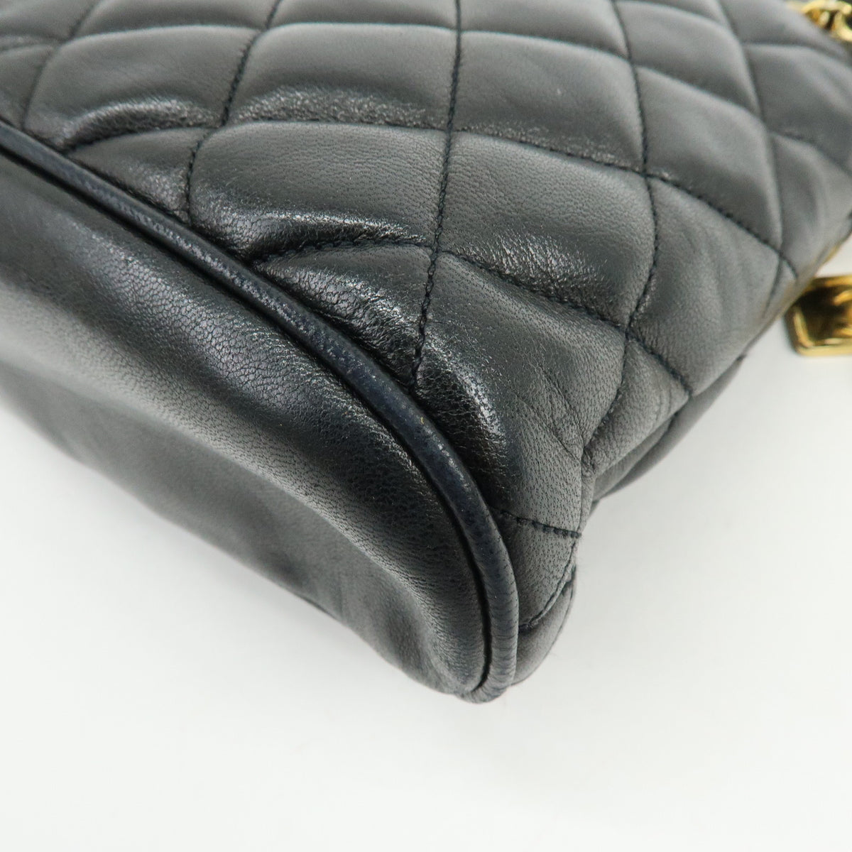 CHANEL Matelasse Lamb Skin Chain Shoulder Bag Hand Bag Black