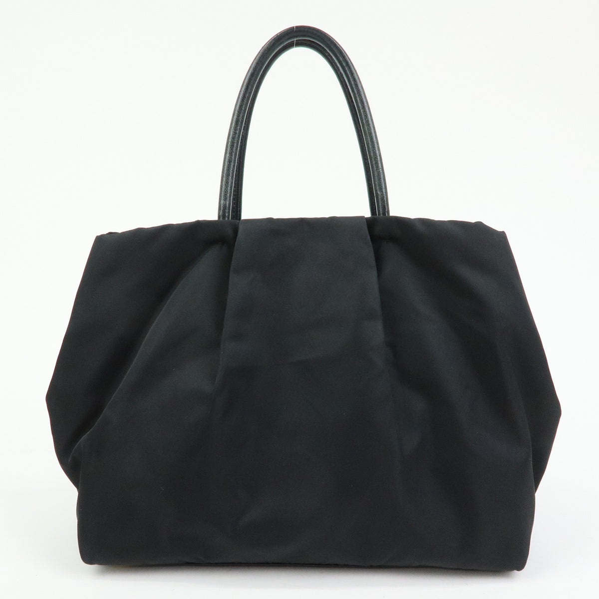 PRADA Nylon Leather Ribbon Hand Bag Tote Bag Black BN1601