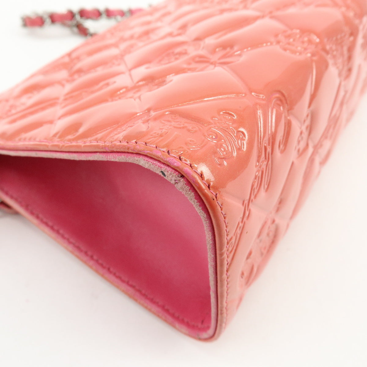 CHANEL Icon Line Patent Leather Chain Shoulder Bag Pink A37156