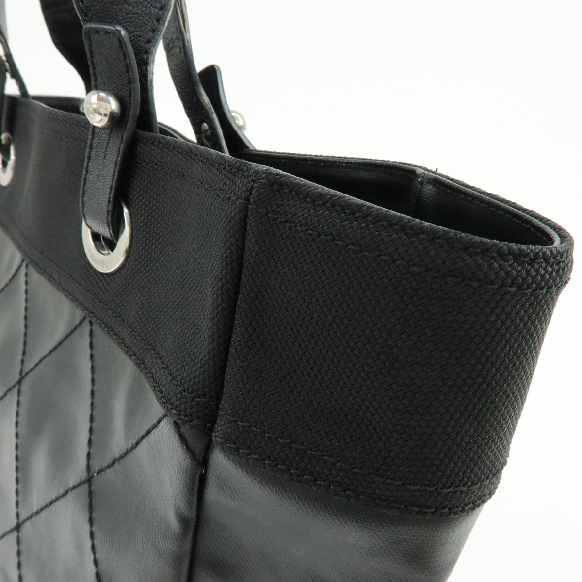 CHANEL Paris Biarritz MM PVC Leather Tote Bag Hand Bag Black A34209