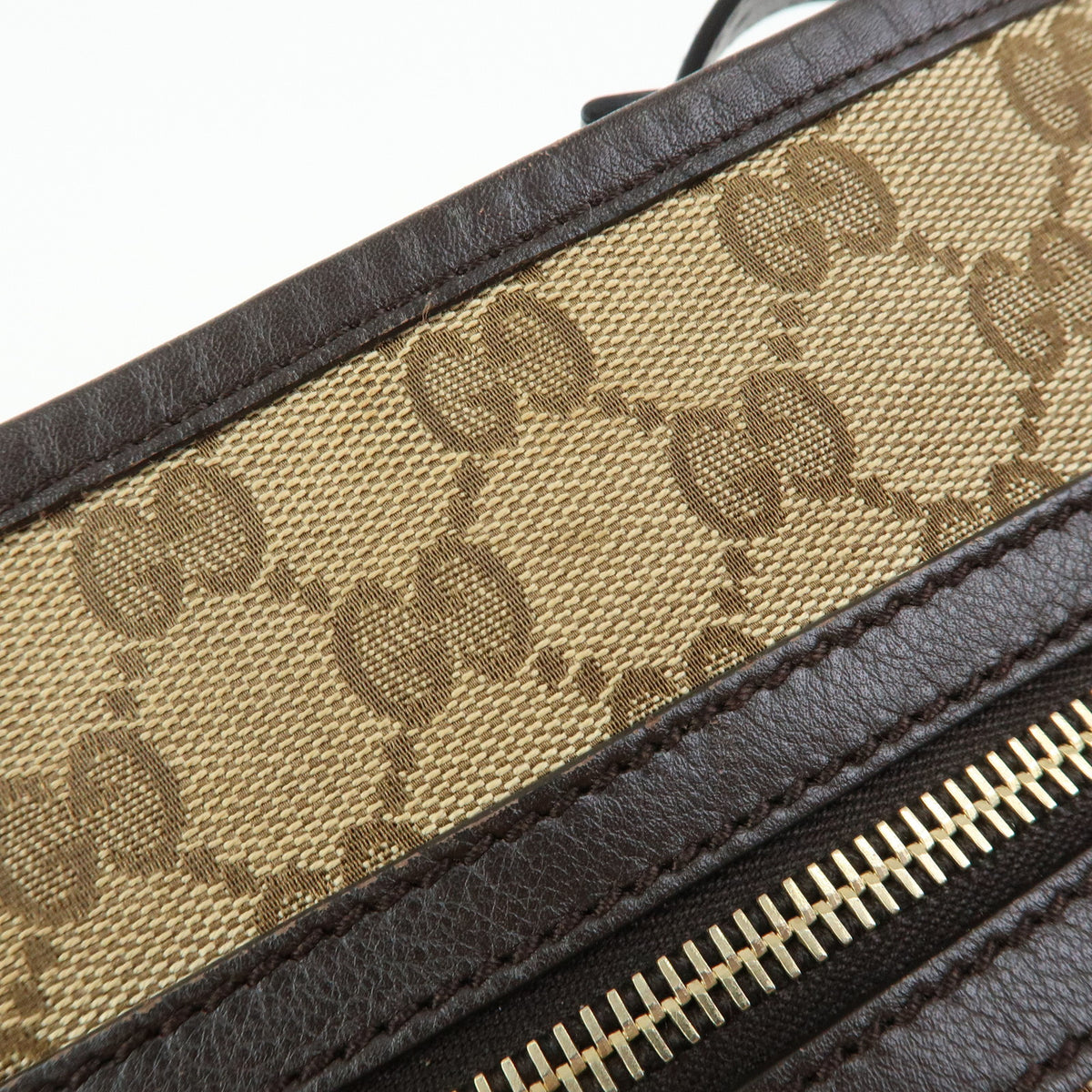 GUCCI Canvas Leather Shoulder Bag Crossbody Bag Beige Brown 388930