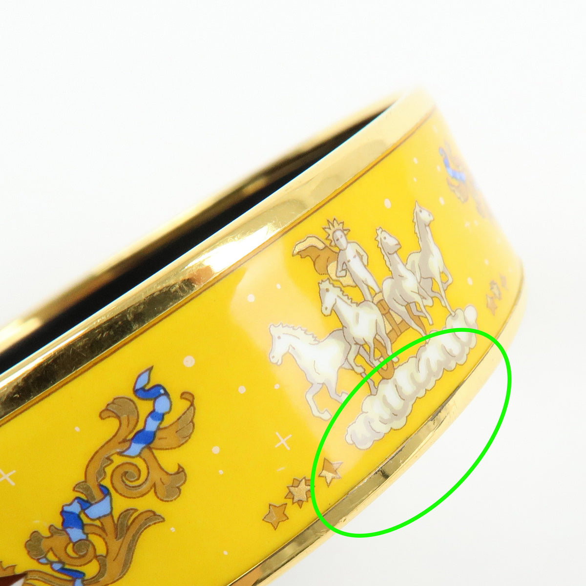 HERMES Email GM Gold Plated Bangle Bracelet Yellow