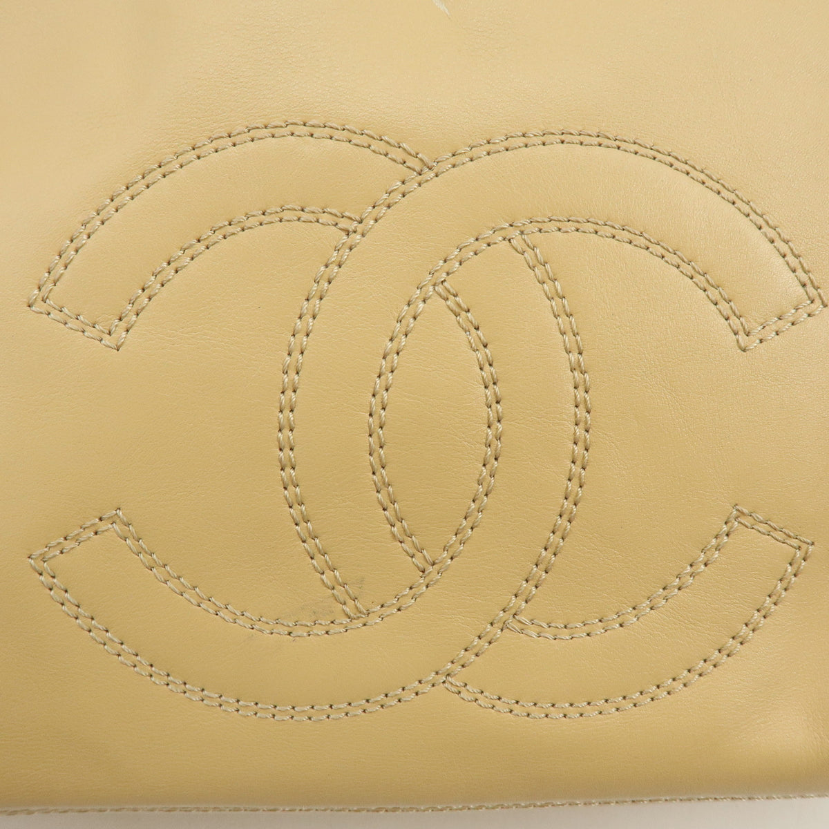 CHANEL COCO Mark Lamb Skin Shoulder Bag Hand Bag Beige