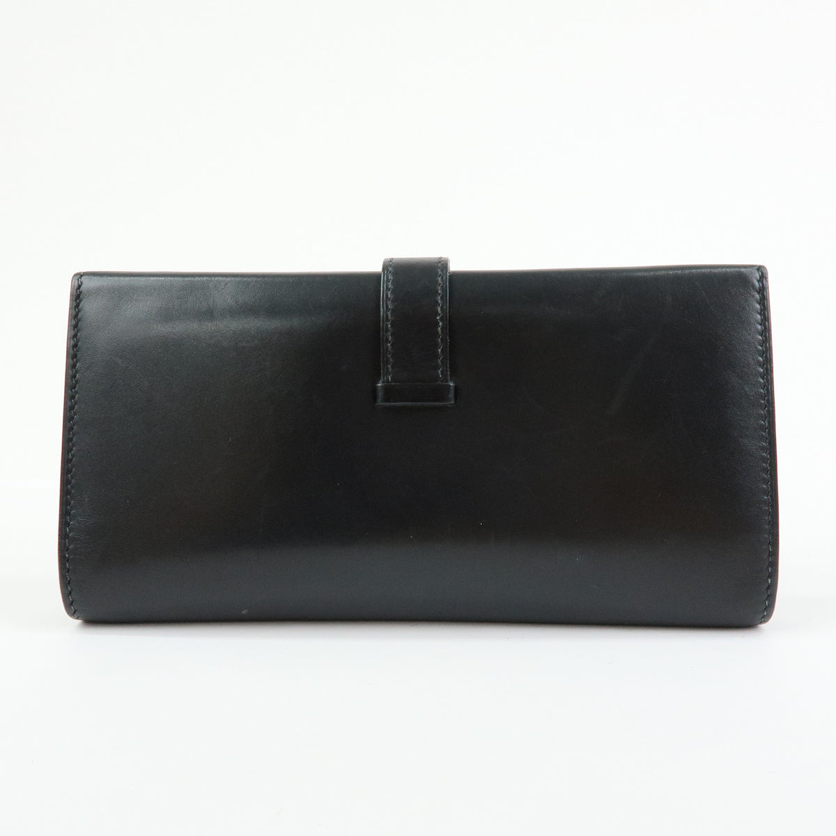 HERMES Bearn Leather Bi-fold Long Wallet □I Stamped Black Gold
