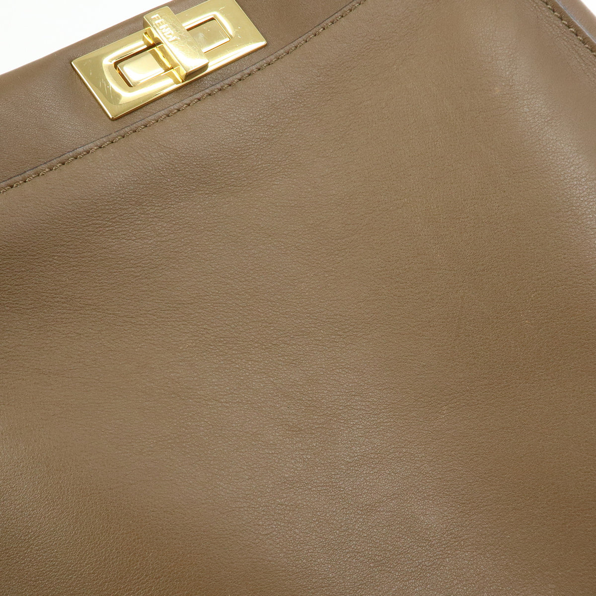 FENDI Peekaboo Pequin Leathe 2Way Hand Bag Shoulder Bag Brown 8BN290