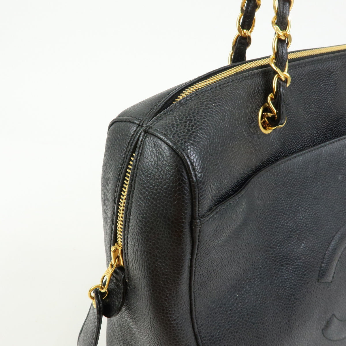 CHANEL COCO Mark Caviarskin Chain Shoulder Bag Tote Bag Black A10492