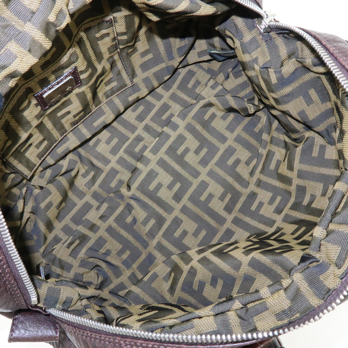 FENDI Zucca Mini Spy Bag Leather Hand Bag Dark Brown 8BL078