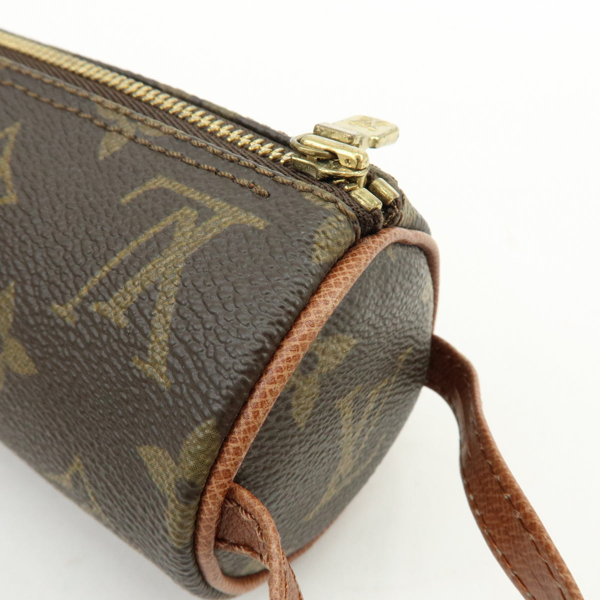 Louis Vuitton Monogram Trousse Ronde Pen Case Pouch Brown M47630