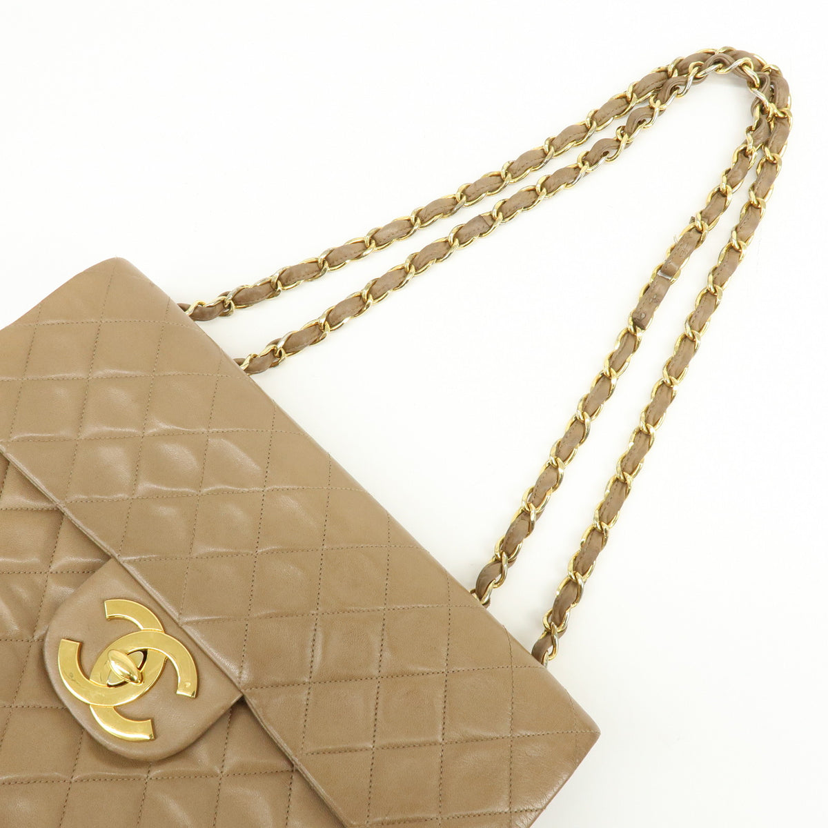 CHANEL Jumbo Matelasse 34 Lamb Skin Shoulder Bag Hand Bag Brown A01094