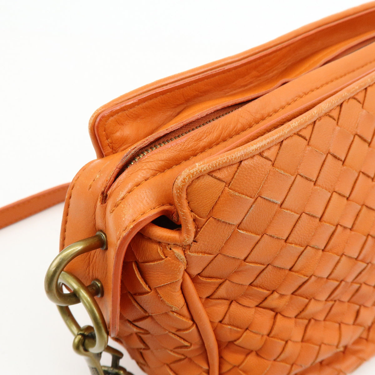 BOTTEGA VENETA Intrecciato Leather Shoulder Crossbody Bag Orange 192661