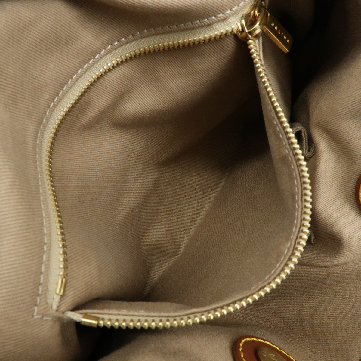 CELINE Macadam Canvas Leather Tote Bag Hand Bag Beige Brown