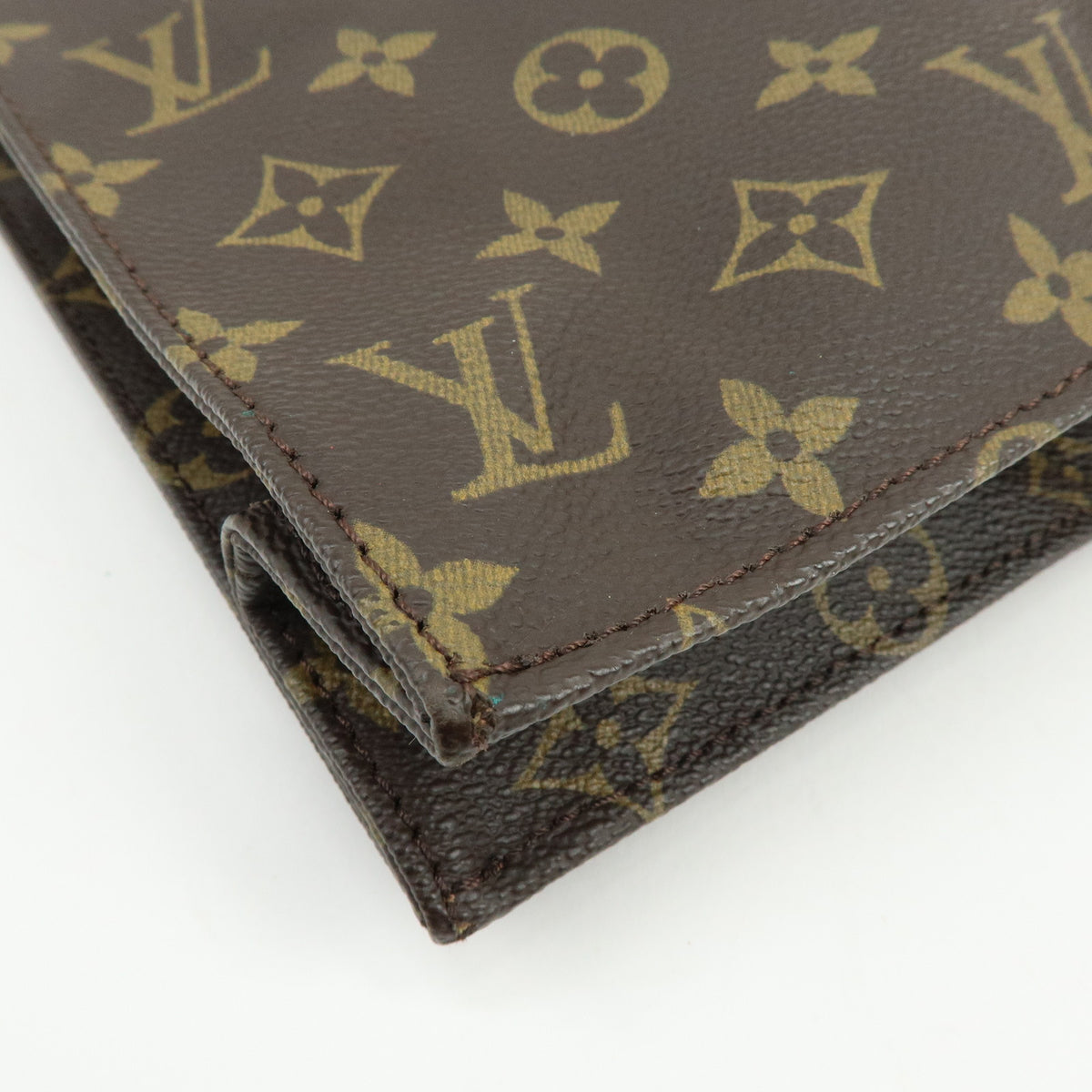 Louis Vuitton Monogram Sac Plat Leather Tote Bag Hand Bag Brown M51140