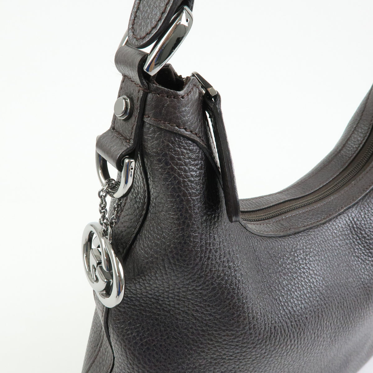 GUCCI Interlocking G Leather Shoulder Bag Hand Bag Dark Brown 339553