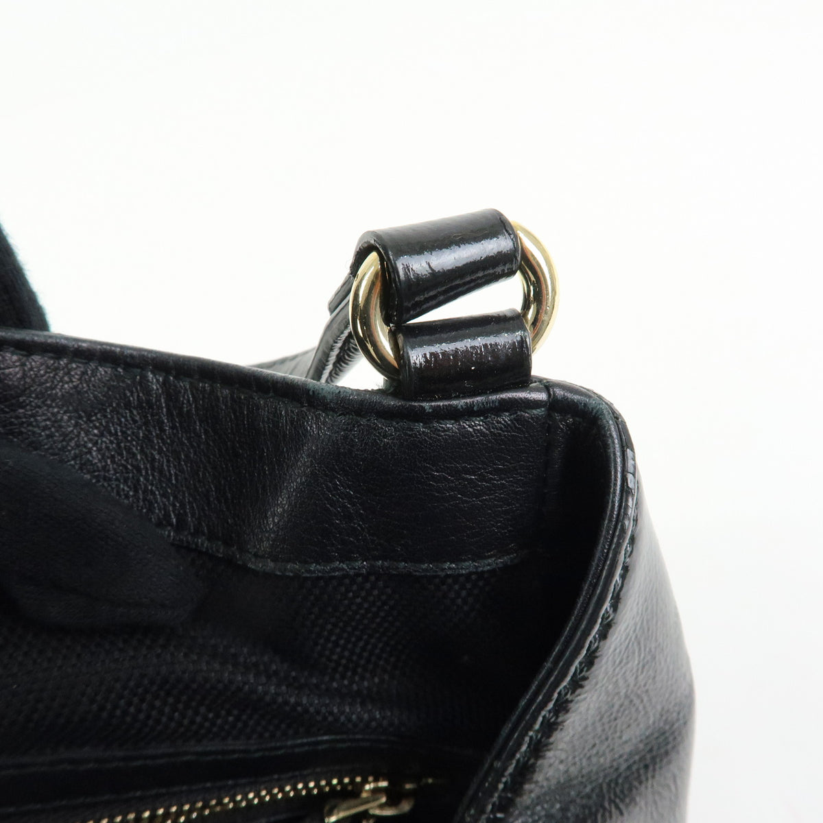 GUCCI SOHO Interlocking G Patent Leather 2Way Bag Hand Bag Black 336751