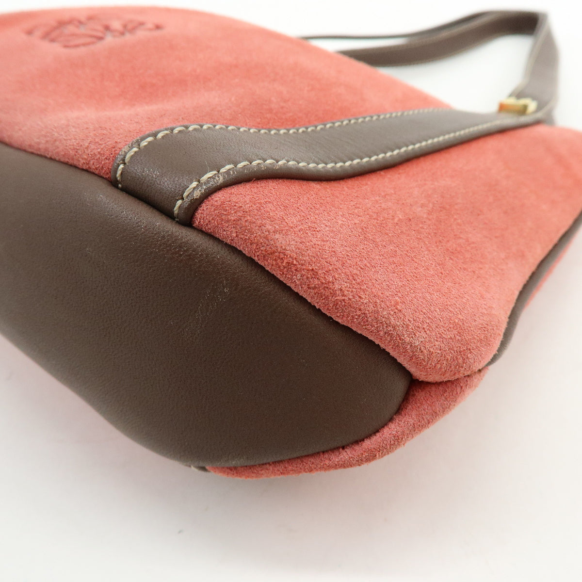 LOEWE Anagram Suede Leather Mini Hand Bag Tote Shoulder Bag Red