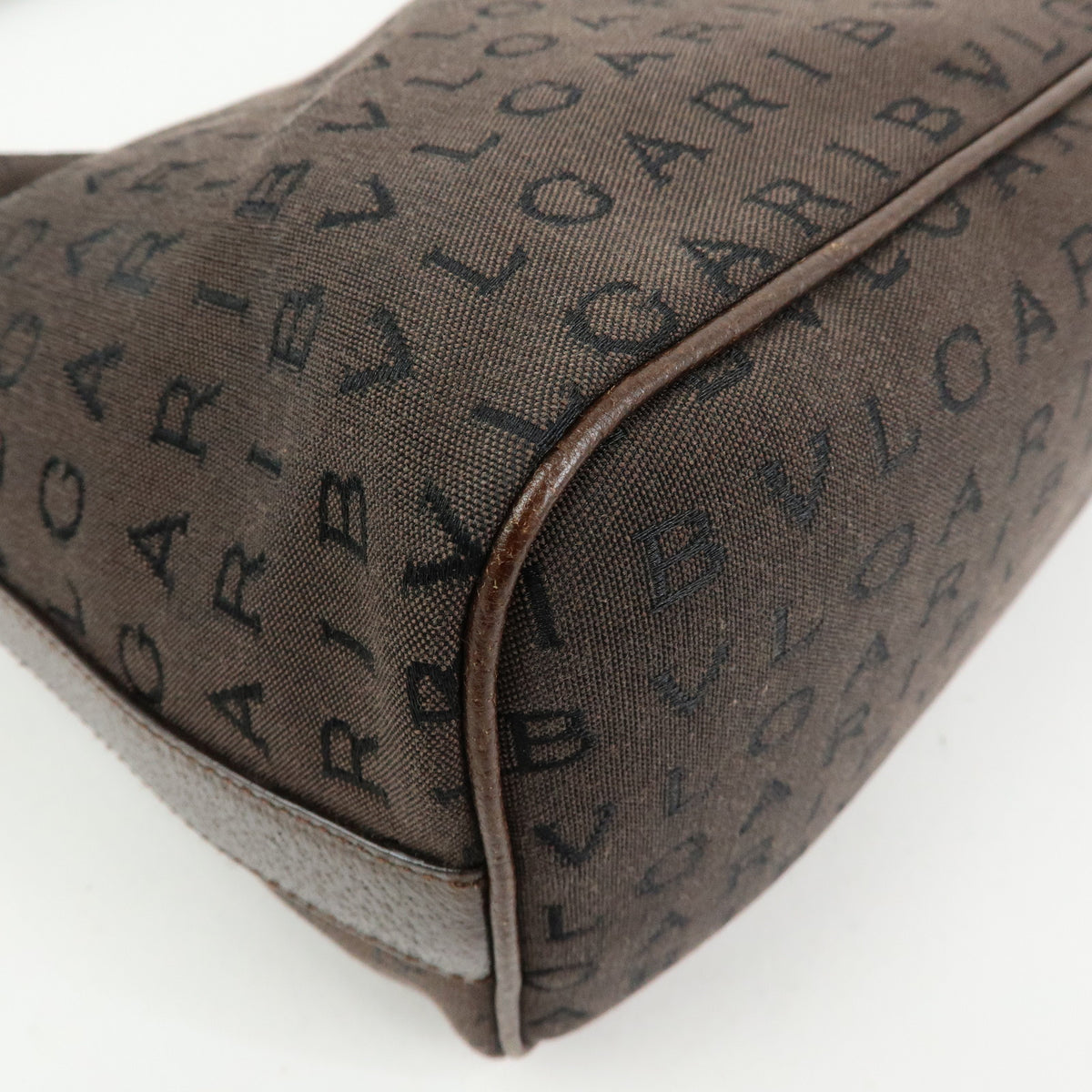 BVLGARI Logomania Canvas Leather Shoulder Bag Hand Bag Brown