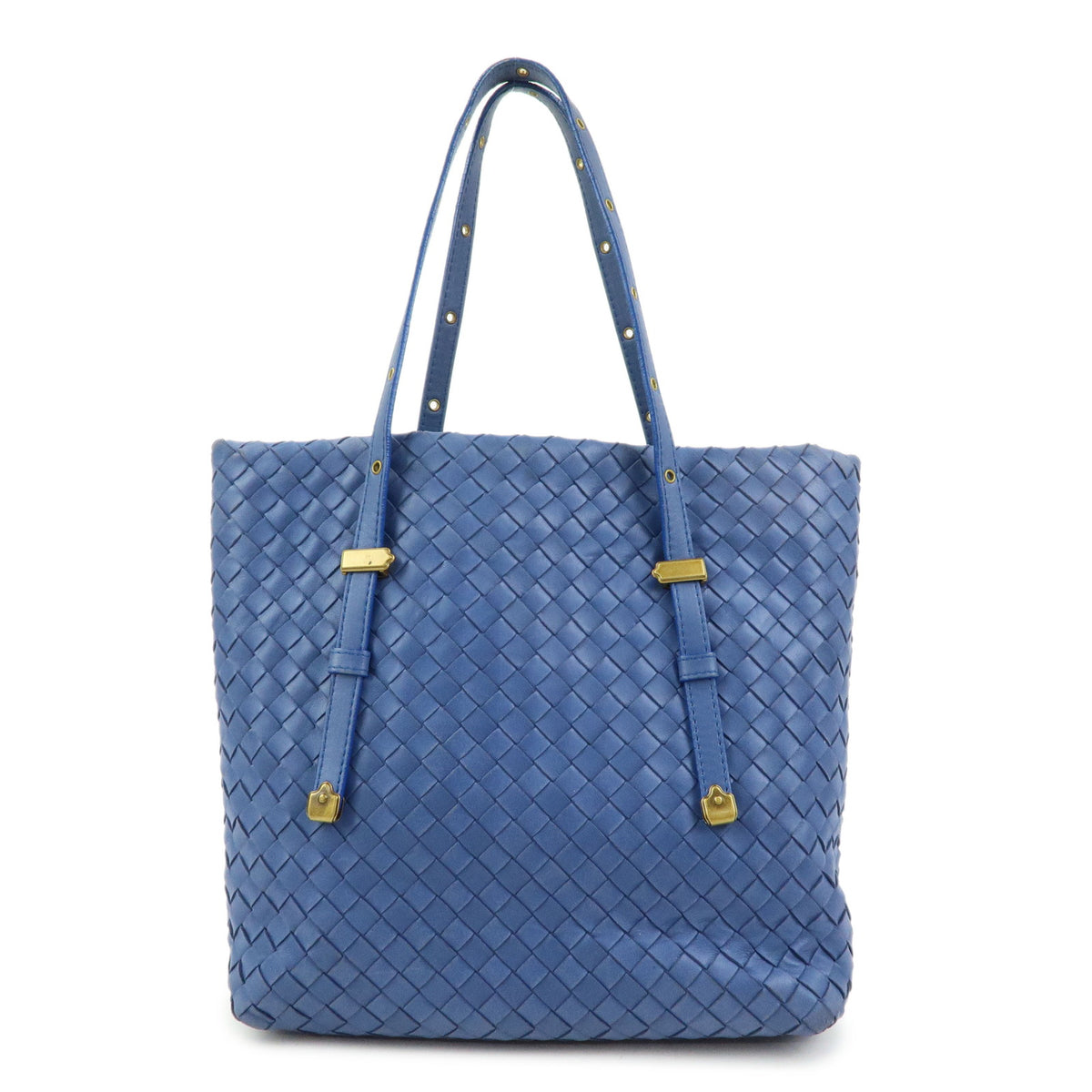 BOTTEGA VENETA Intrecciato Leather Tote Bag Hand Bag Blue V00A2