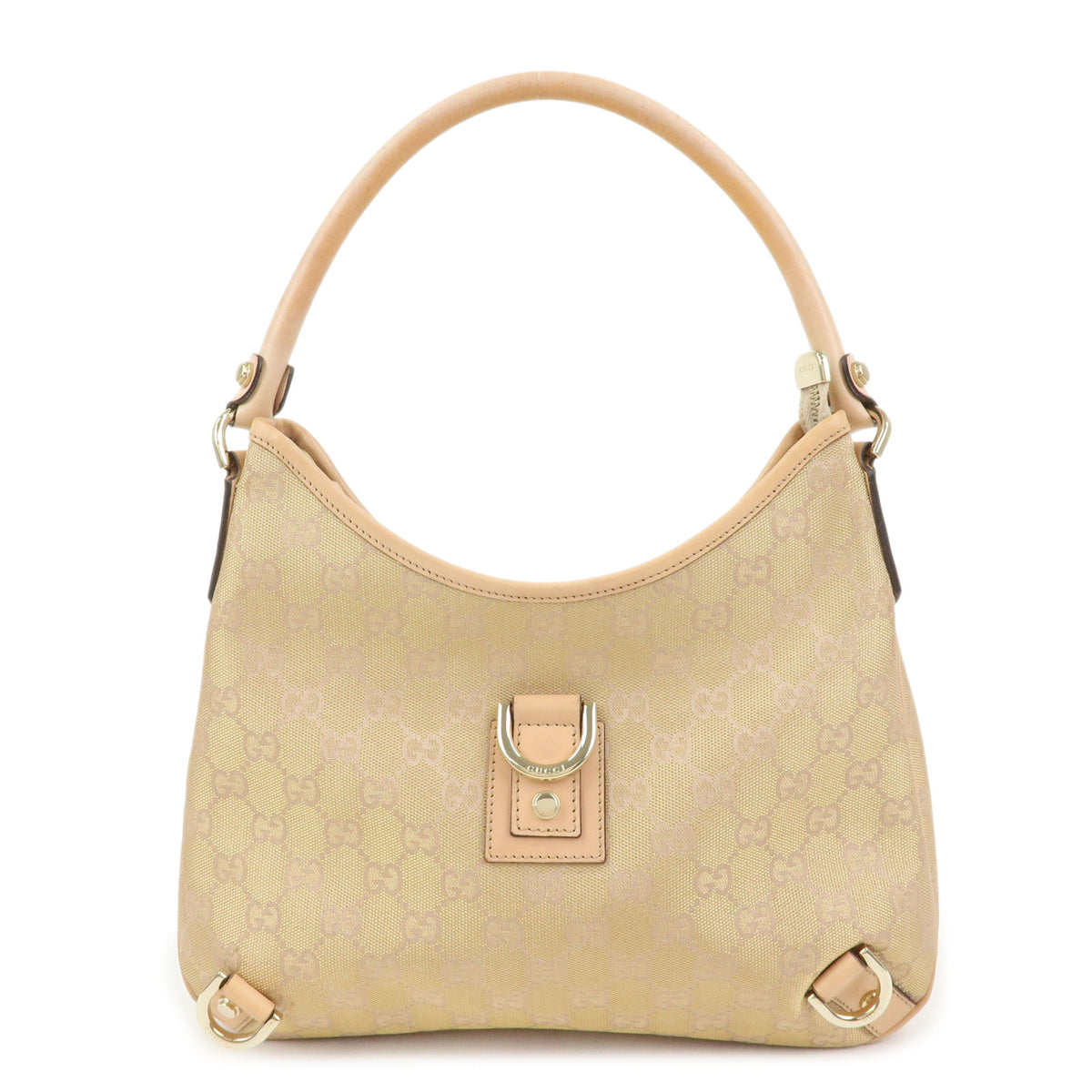GUCCI Abbey Canvas Leather Shoulder Bag Hand Bag Pink Beige 130738