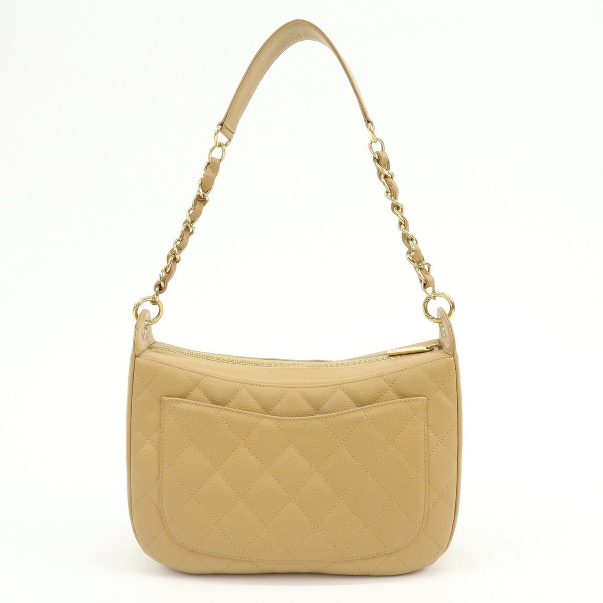 CHANEL COCO Mark Matelasse Caviaskin Chain Shoulder Bag Beige A20993