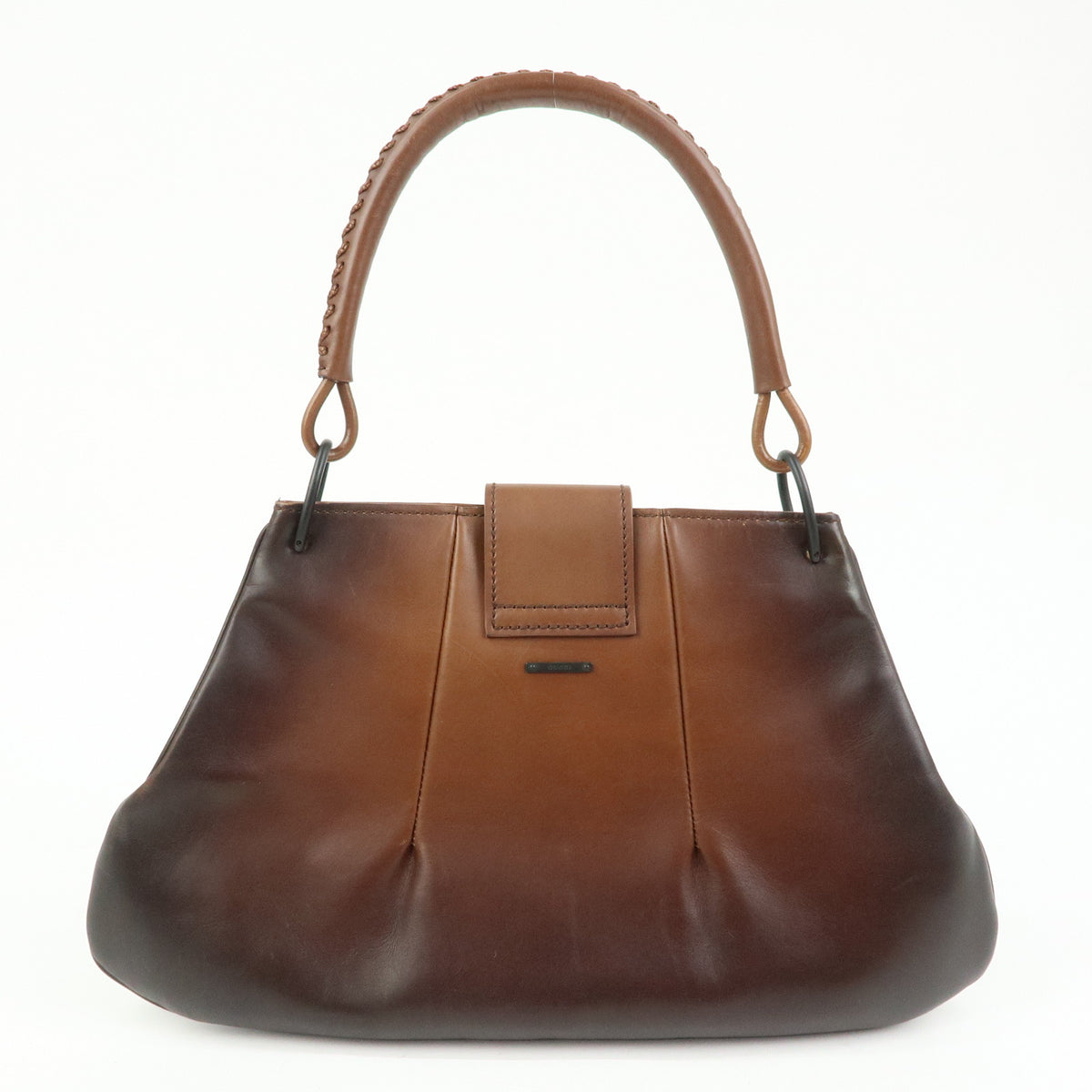 GUCCI Leather Wooden Clasp Shoulder Bag Hand Bag Gradation Brown 105374