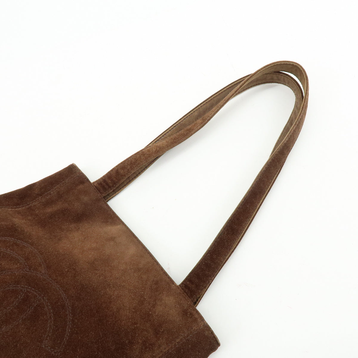 CHANEL COCO Mark Suede Tote Bag Shoulder Bag Brown