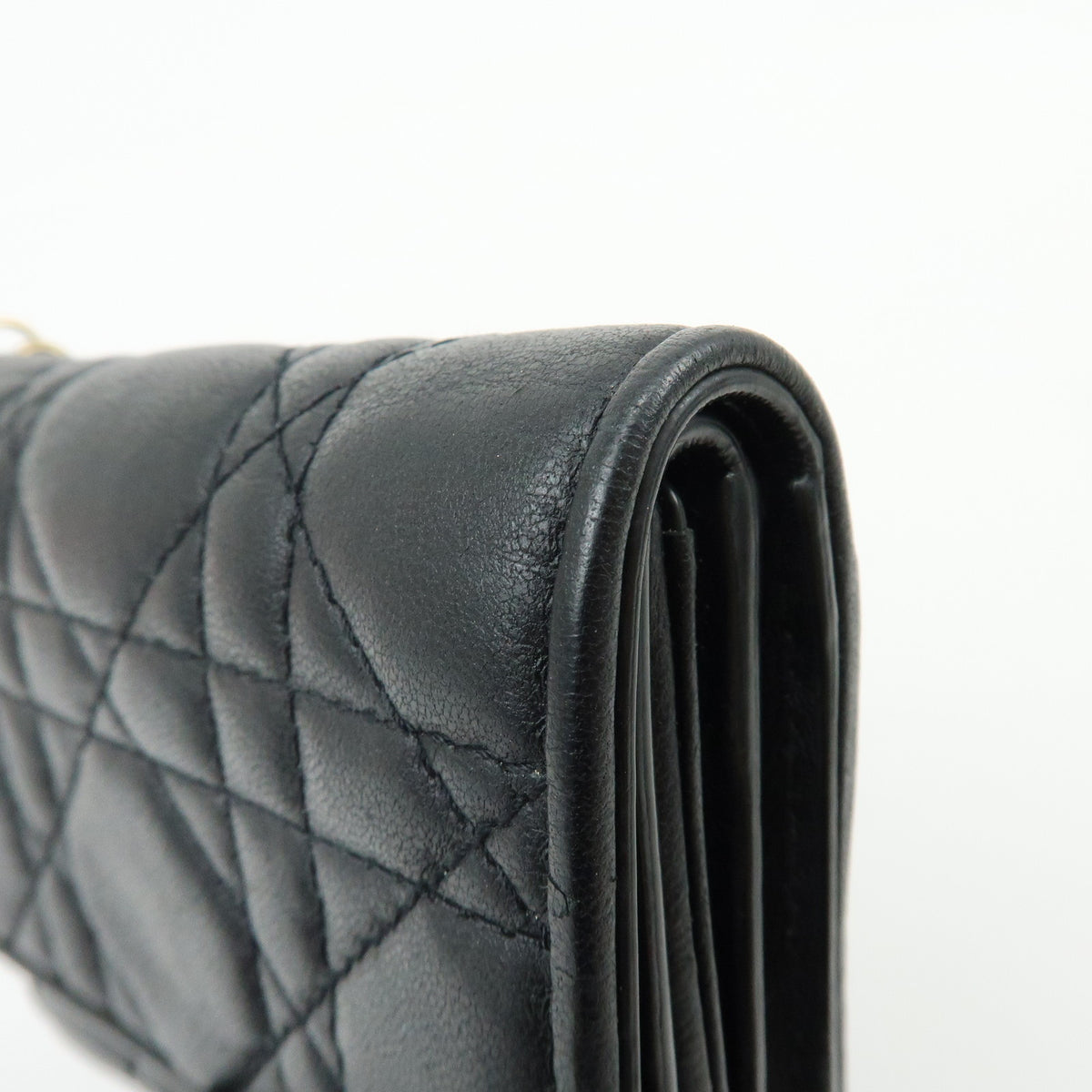 Christian Dior Lady Dior Cannage Bi-fold Compact Lotus Wallet Black