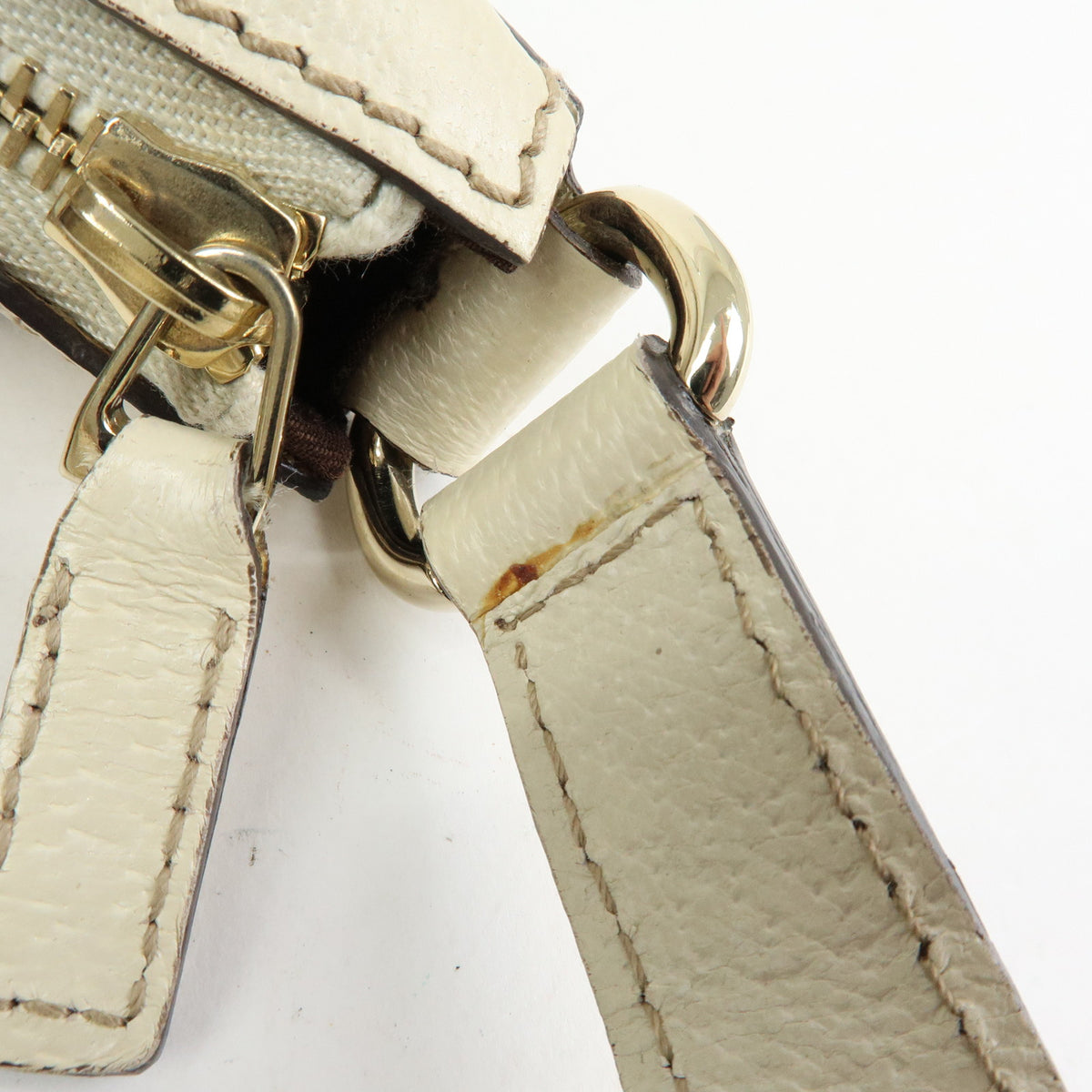 GUCCI GG Canvas Leather Shoulder Bag Hand Bag Beige White 153010