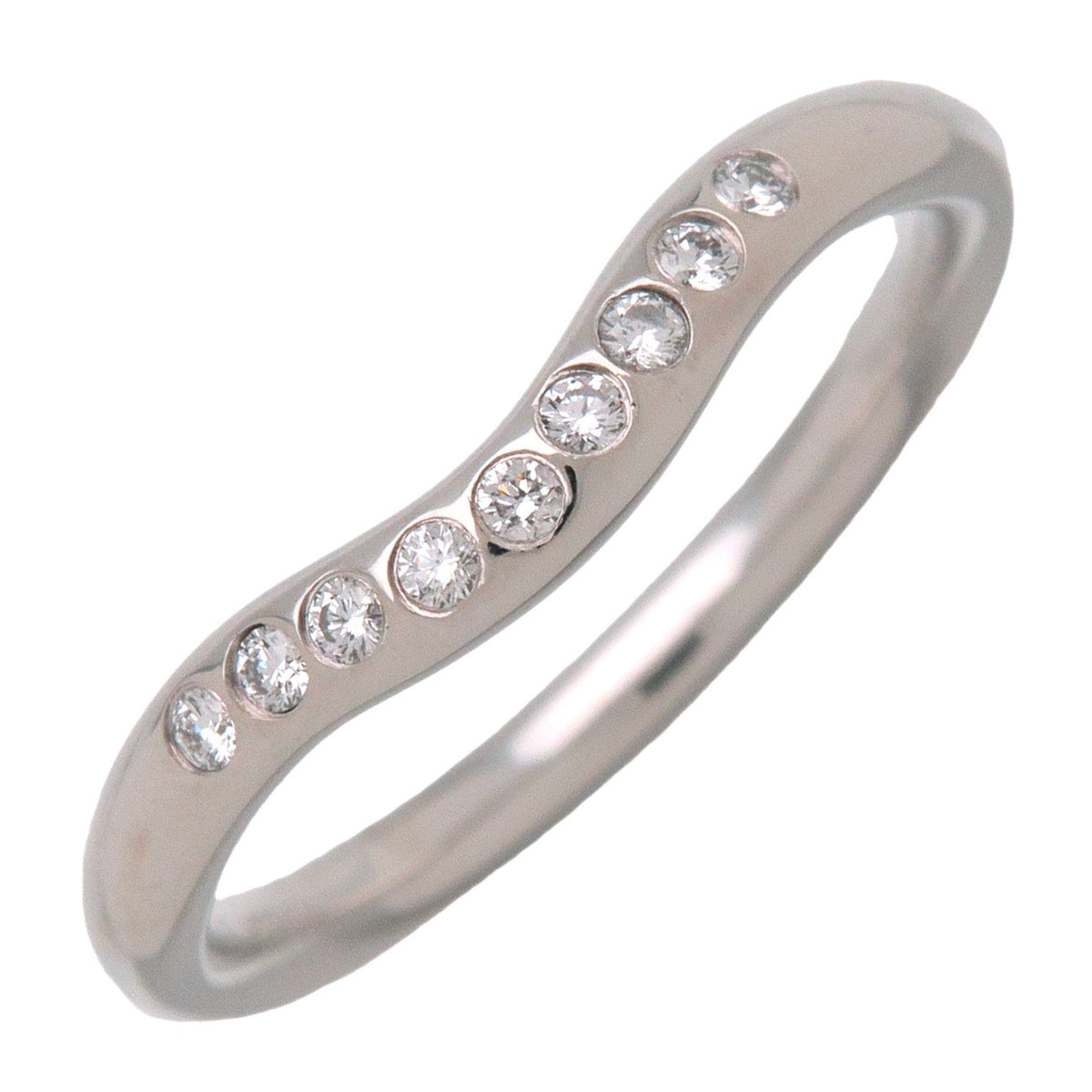 Tiffany & Co Curved Band 9P Diamond Ring PT950 Platinum US 5.25