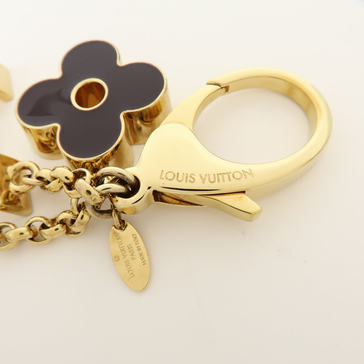 Louis Vuitton Fleur de Monogram Key Chain Bag Charm Gold M67119