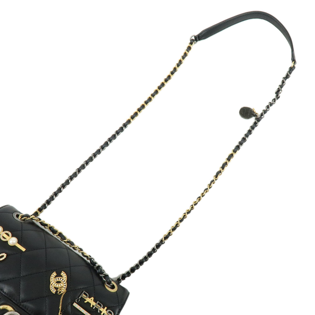 CHANEL Mini Matelasse Lamb Skin Shoulder Bag Hand Bag Black AS2978