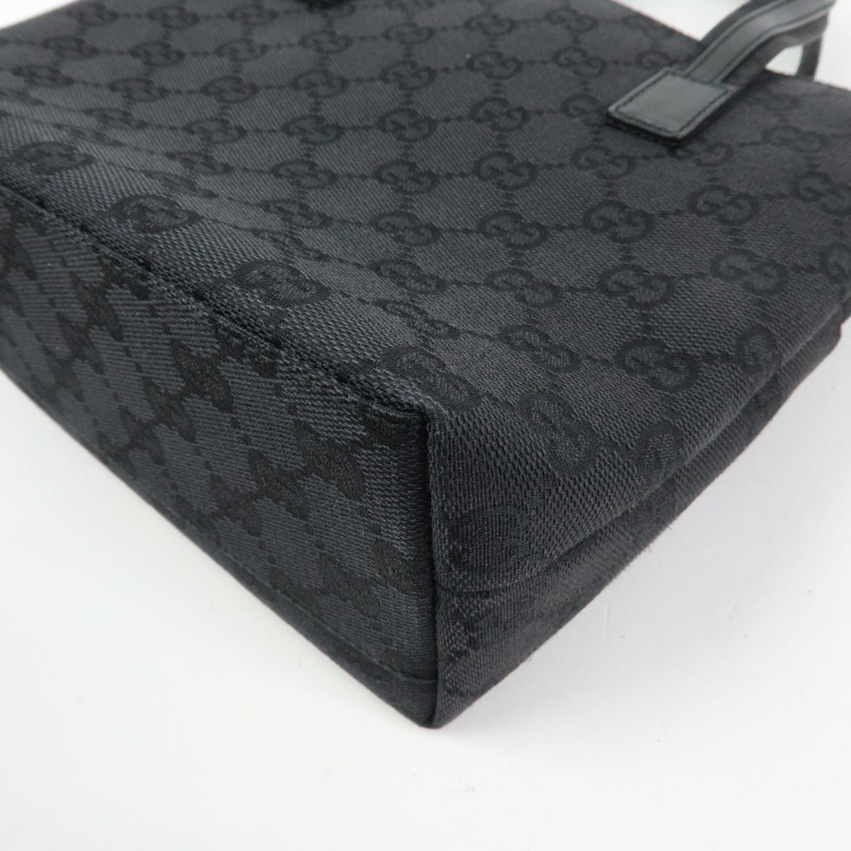 GUCCI GG Canvas Leather Mini Tote Bag Hand Bag Black 002・1079