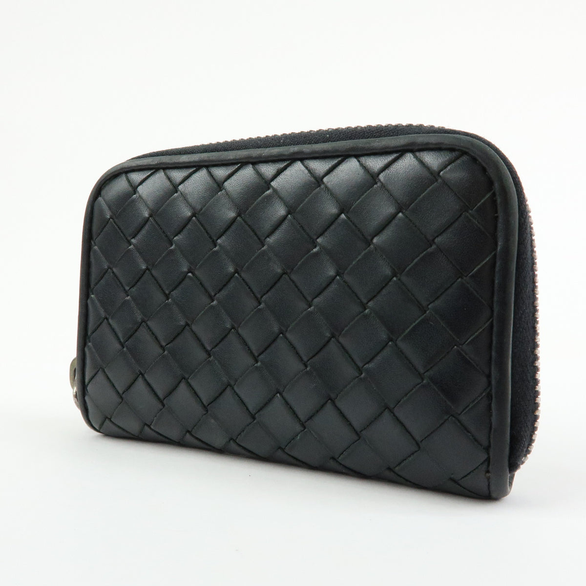 BOTTEGA VENETA Intrecciato Leather Coin Case Black V4651