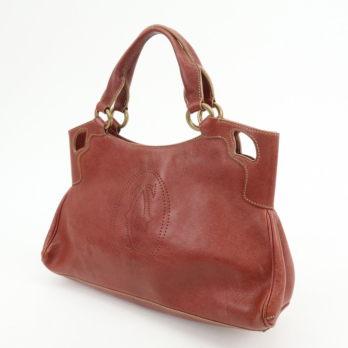 Cartier Marcello de Cartier Leather Hand Bag Tote Bag Red