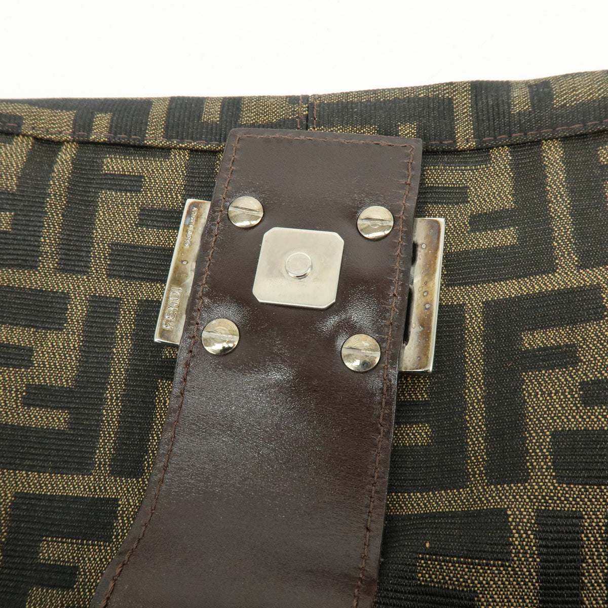 FENDI Zucca Canvas Leather Shoulder Bag Hand Bag Black Brown 26569