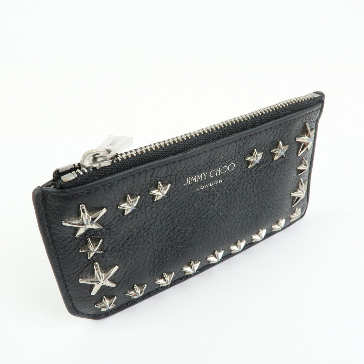 JIMMY CHOO Star Studs Leather Coin Case Card Case Black