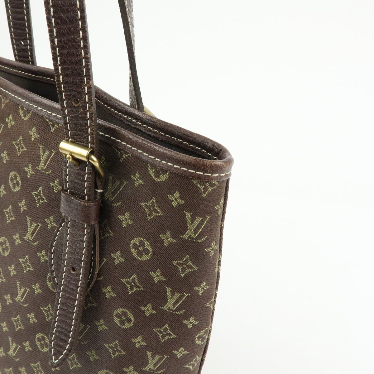 Louis Vuitton Monogram Mini Lin Bucket PM Canvas Tote Bag Ebene M95226