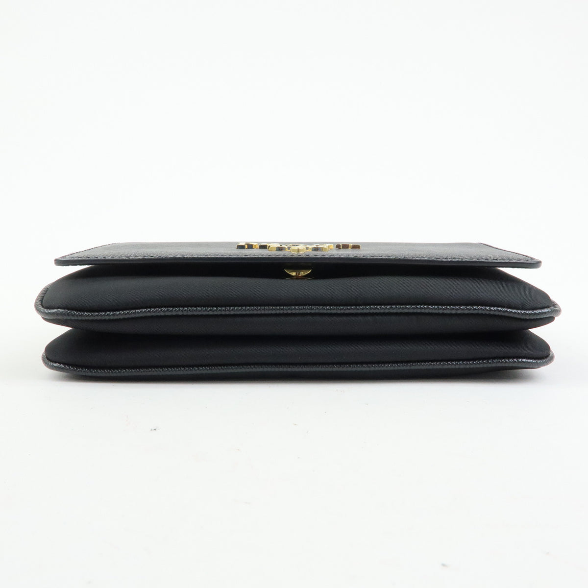 PRADA Logo Saffiano Nylon Leather Chain Shoulder Crossbody Bag Black