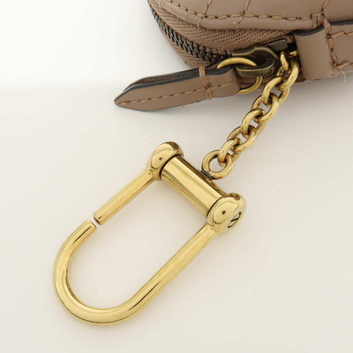 GUCCI GG Marmont Double G Leather Pouch Key Case Pink Beige 625691