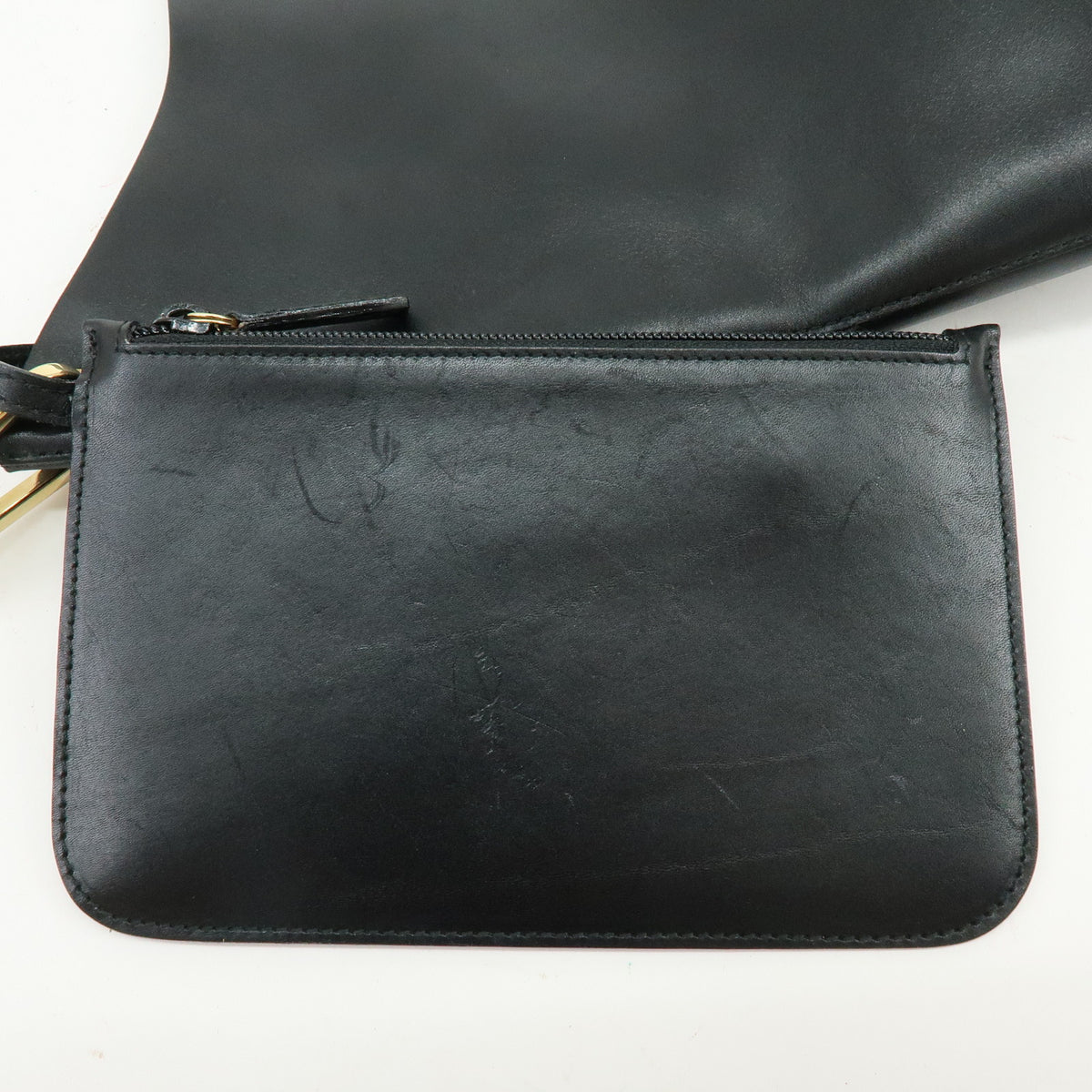GUCCI Bamboo Leather Shoulder Bag Hand Bag  Black 001・2058
