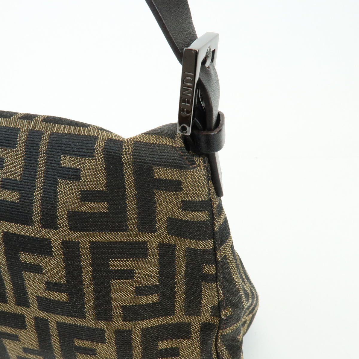 FENDI Mamma Baguette Zucca Canvas Leather Shoulder Bag Brown 8BR001