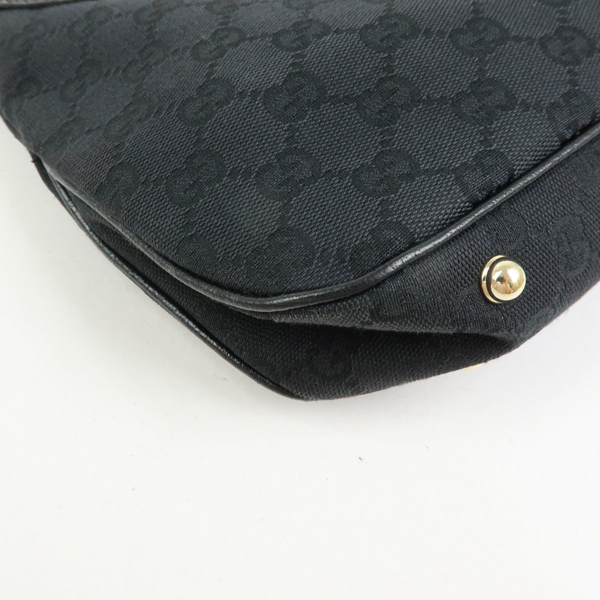 GUCCI Bamboo GG Canvas Leather Hand Bag Black 137378